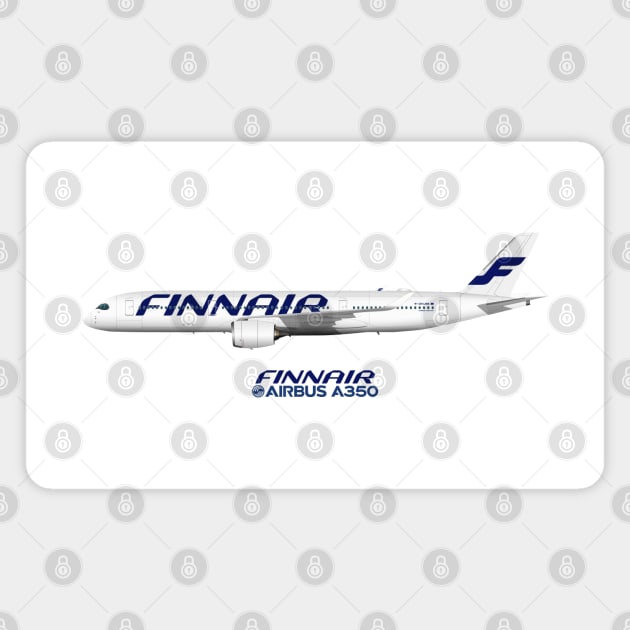 Illustration of Finnair Airbus A350 Magnet by SteveHClark